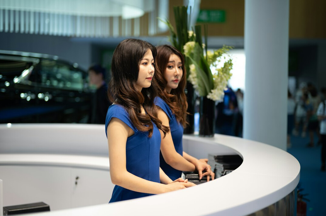Reception desk in a modern research institute building
