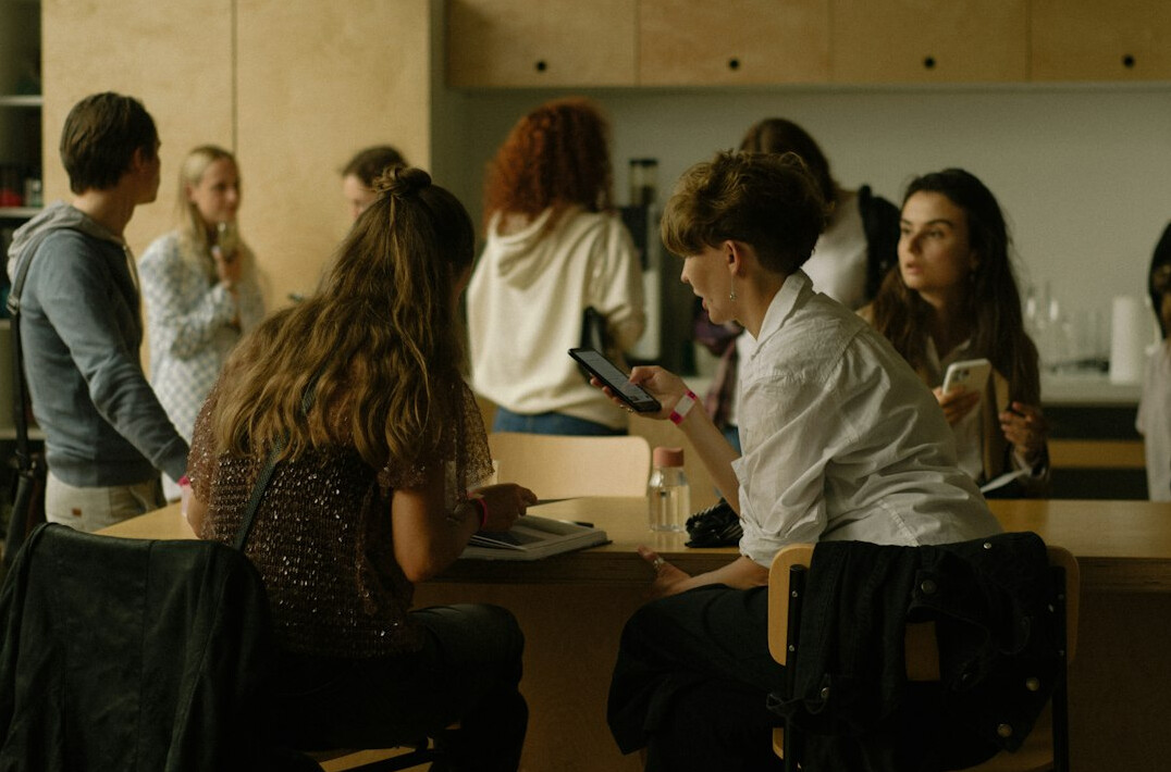 group of people talking together