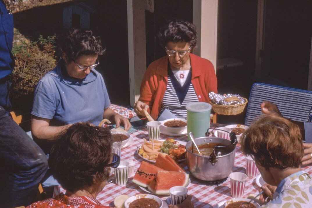 family having dinner together