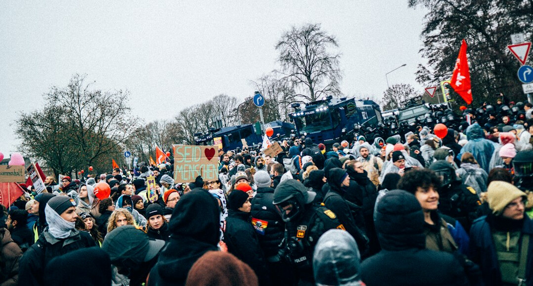 german protest crowd